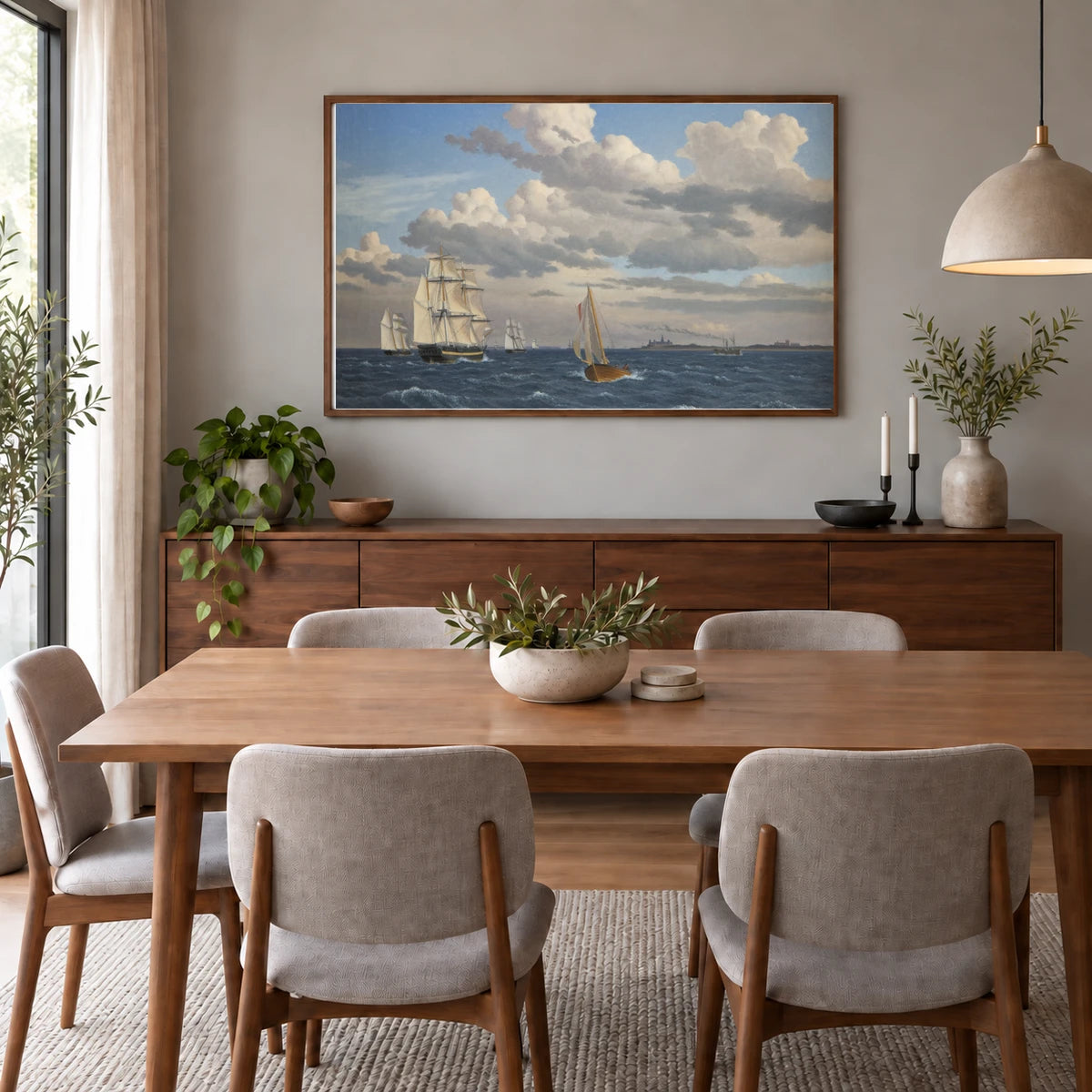 Part Of Øresund North Of Kronborg By C.w. Eckersberg — Neoclassicism shown in a styled interior