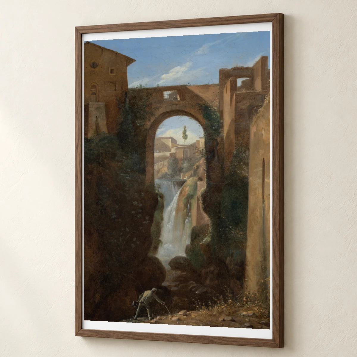 Ponte San Rocco And Waterfalls, Tivoli By François Marius Granet — Neoclassicism neoclassicism print by SaamCrafts