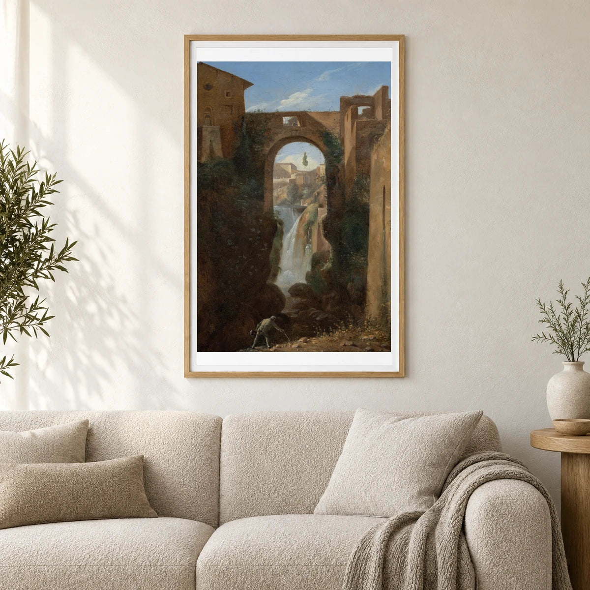 Ponte San Rocco And Waterfalls, Tivoli By François Marius Granet — Neoclassicism shown in a styled interior