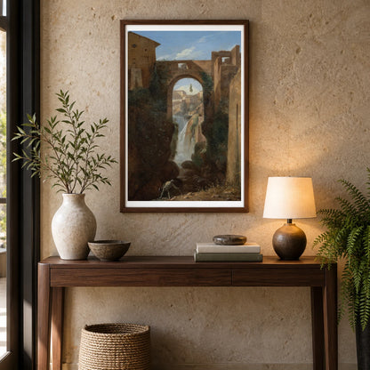 Ponte San Rocco And Waterfalls, Tivoli By François Marius Granet — Neoclassicism shown in a styled interior
