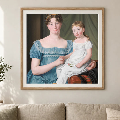 Portrait Of A Noblewoman Sophie Hedvig Løvenskiold And Her Three Year Old Daughter By C.w. Eckersberg — Neoclassicism shown in a styled interior