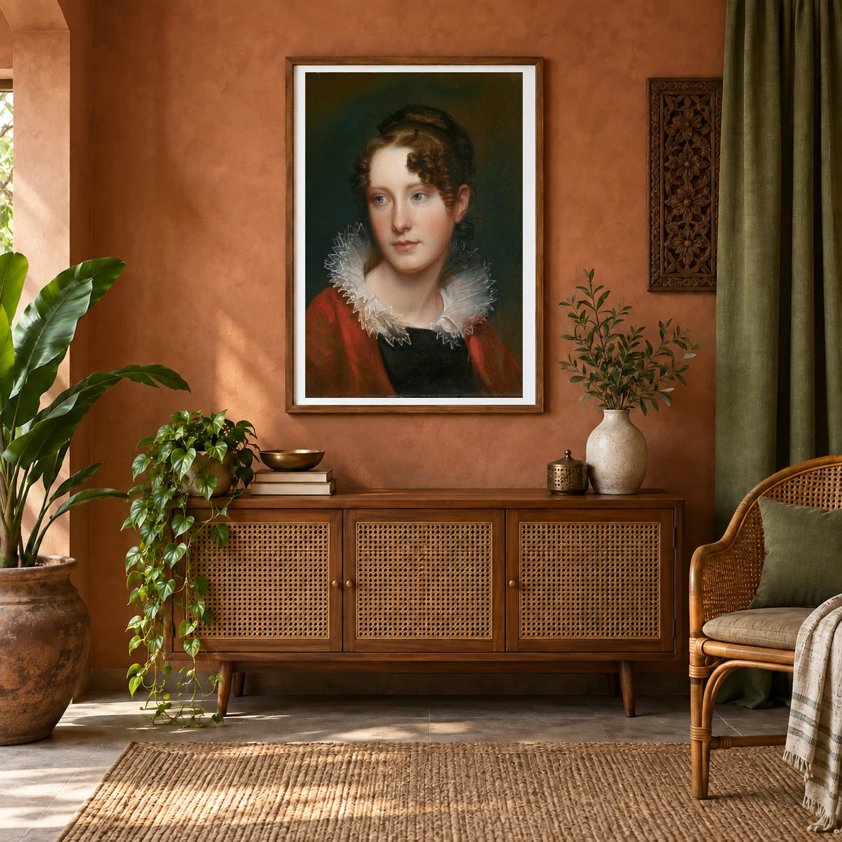 Portrait Of Rosalba Peale By Rembrandt Peale — Neoclassicism shown in a styled interior