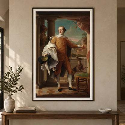 Portrait Of Sir Wyndham Knatchbull Wyndham By Pompeo Batoni — Neoclassicism shown in a styled interior