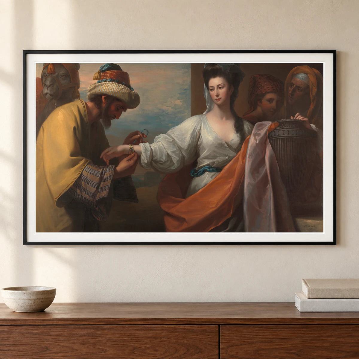 Rebecca Receiving The Bracelet At The Well — Neoclassicism shown in a styled interior