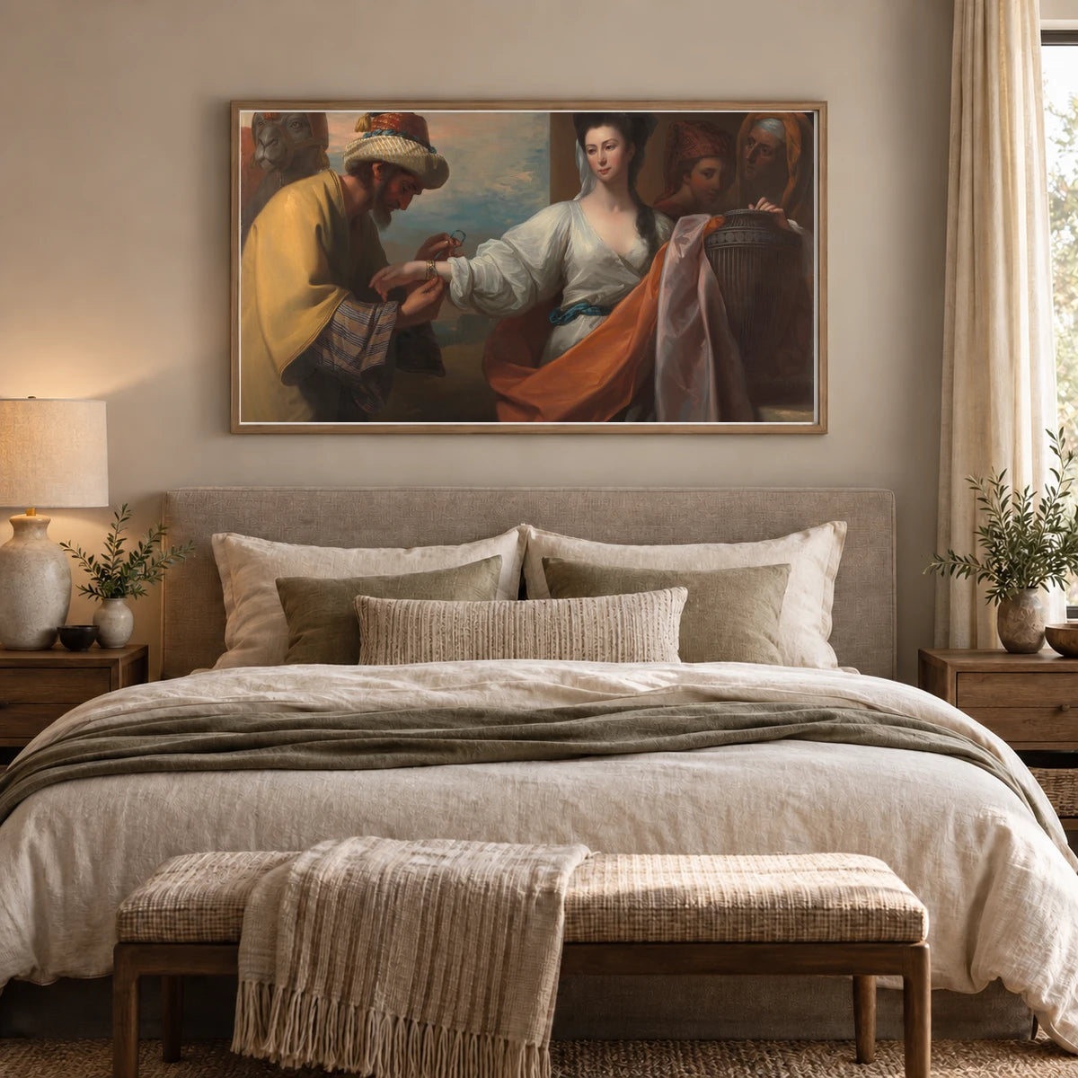 Rebecca Receiving The Bracelet At The Well — Neoclassicism shown in a styled interior