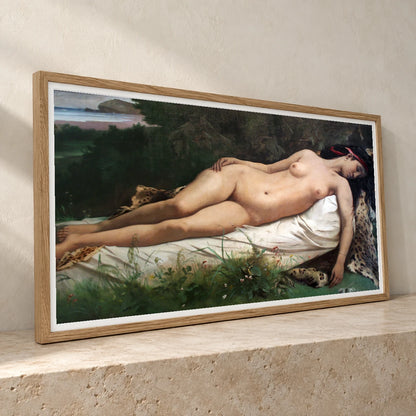 Resting Nymph (1870) Neoclassical Oil Painting By Anselm Feuerbach — Neoclassicism neoclassicism print by SaamCrafts