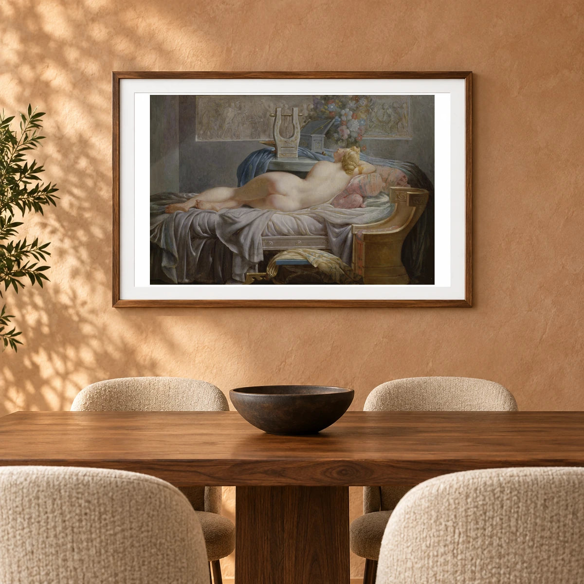 Sappho (1754–1829) Neoclassical By Jean Baptiste Regnault. — Neoclassicism shown in a styled interior