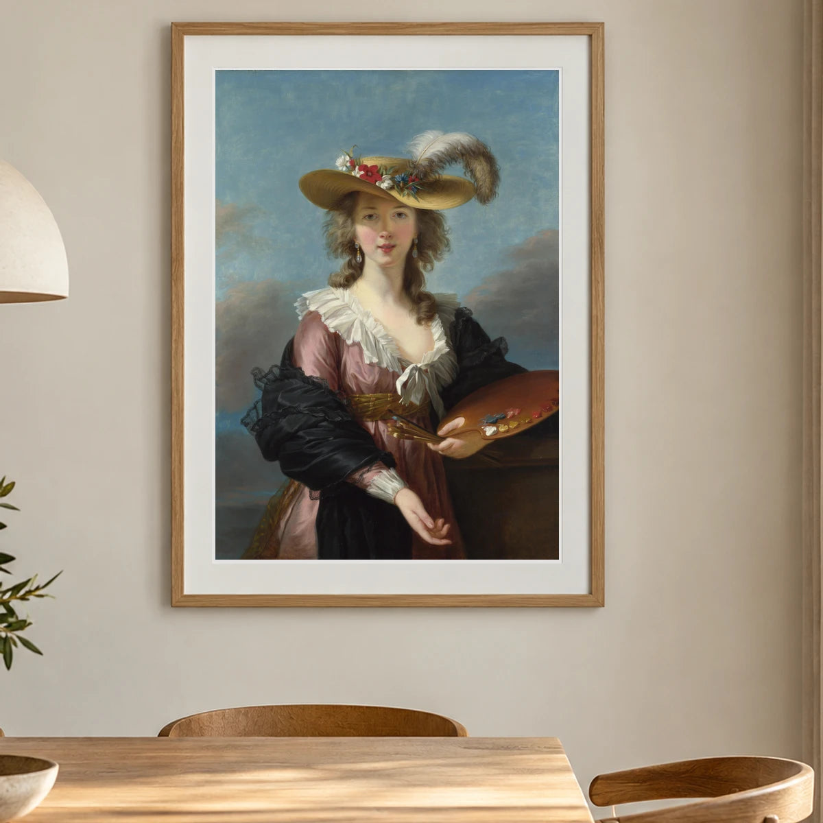 Self Portrait In A Straw Hat — Neoclassicism shown in a styled interior