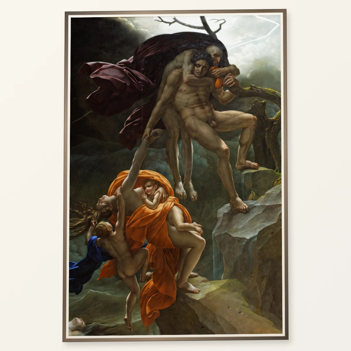 Sinister Scene Depicting A Group Of People Trying To Escape From A Deluge. — Neoclassicism neoclassicism print by SaamCrafts