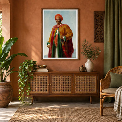 Study For Portrait Of An Indian By Anne Louis Girodet Trioson — Neoclassicism shown in a styled interior