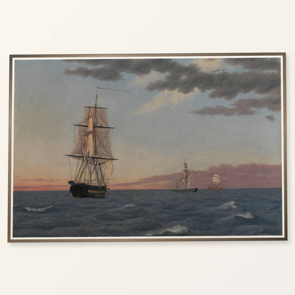 The Corvette Galathea Lies Under Tow To Send Help To The Brig St. Jean Which Has Been Rammed By C.w. Eckersberg — Neoclassicism neoclassicism print by SaamCrafts