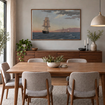 The Corvette Galathea Lies Under Tow To Send Help To The Brig St. Jean Which Has Been Rammed By C.w. Eckersberg — Neoclassicism shown in a styled interior