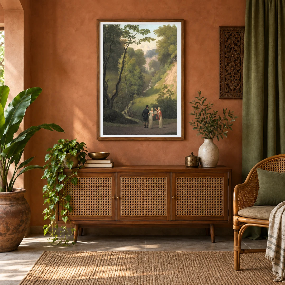 The Devil S Cleft At Liselund Manor. By C.w. Eckersberg — Neoclassicism shown in a styled interior
