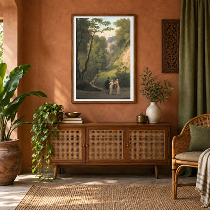 The Devil S Cleft At Liselund Manor. By C.w. Eckersberg — Neoclassicism shown in a styled interior