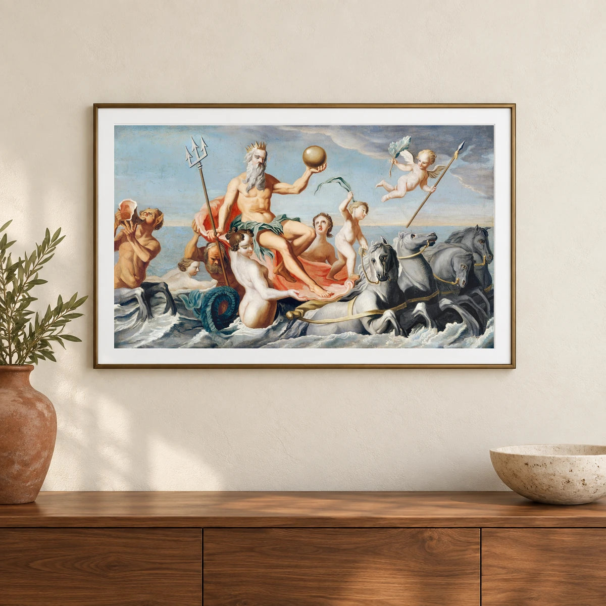 The Return Of Neptune (ca. 1754) By John Singleton Copley — Neoclassicism shown in a styled interior
