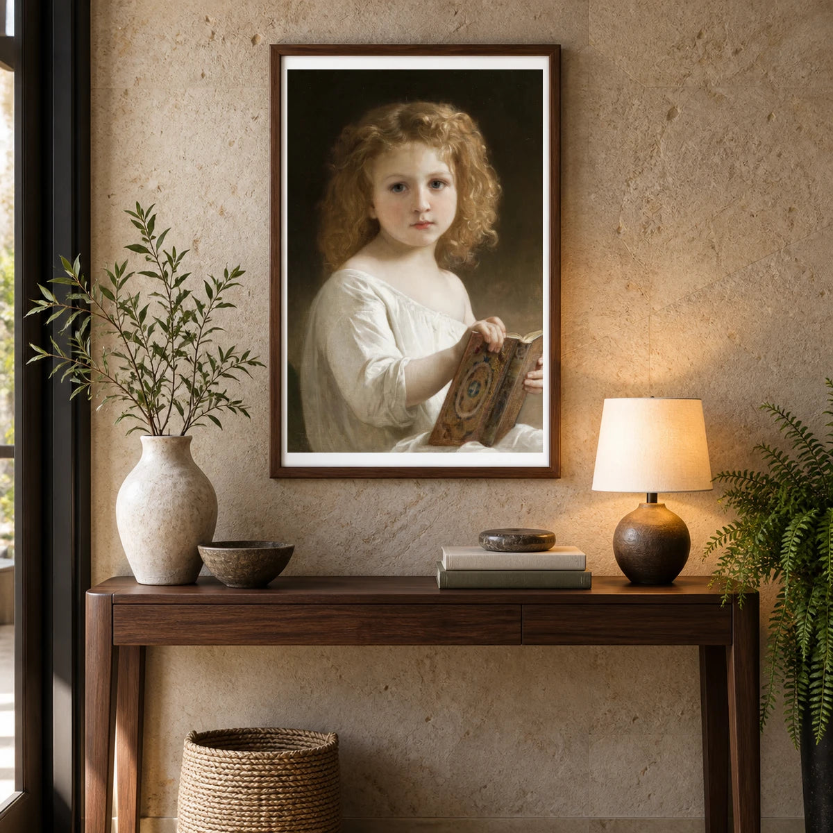 The Story Book By William Adolphe Bouguereau — Neoclassicism shown in a styled interior