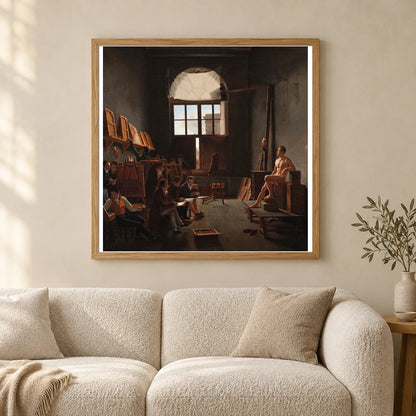 The Studio Of Jacques Louis David By Léon Mathieu Cochereau — Neoclassicism shown in a styled interior