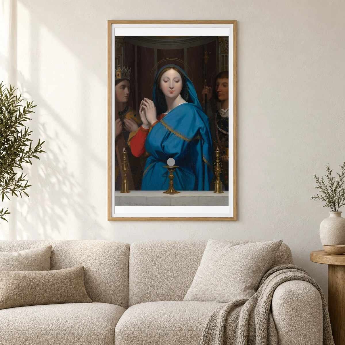 The Virgin Adoring The Host By Jean Auguste Dominique Ingres — Neoclassicism shown in a styled interior