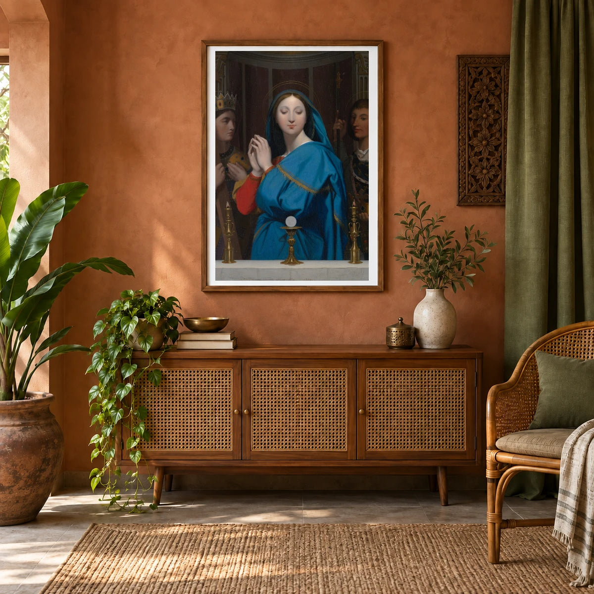 The Virgin Adoring The Host By Jean Auguste Dominique Ingres — Neoclassicism shown in a styled interior