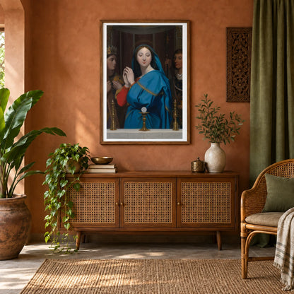 The Virgin Adoring The Host By Jean Auguste Dominique Ingres — Neoclassicism shown in a styled interior