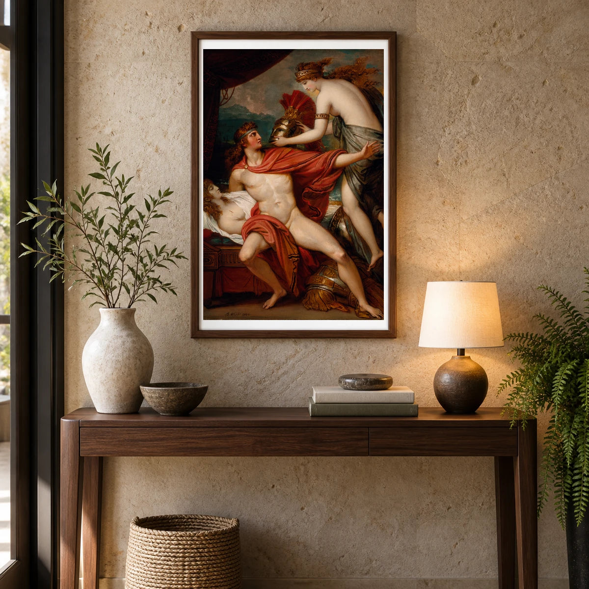 Thetis Bringing The Armor To Achilles By Benjamin West — Neoclassicism shown in a styled interior