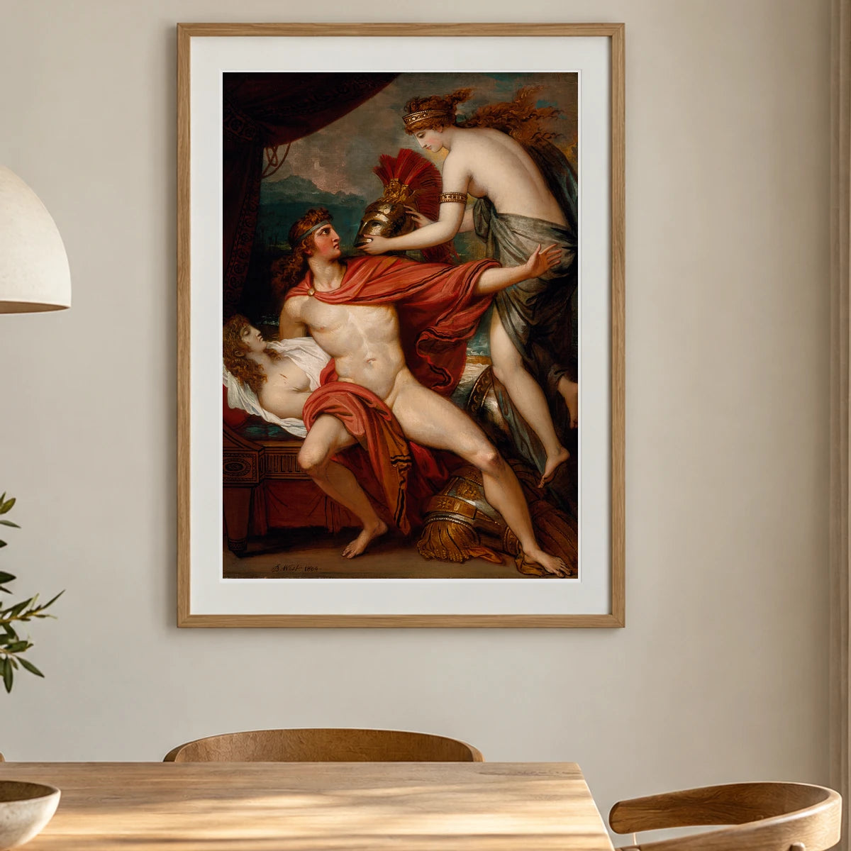 Thetis Bringing The Armor To Achilles By Benjamin West — Neoclassicism shown in a styled interior