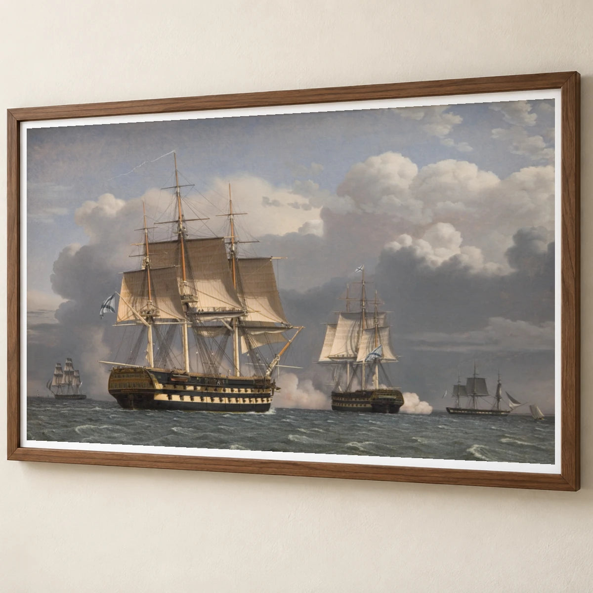 Two Russian Liners Saluting By C.w. Eckersberg — Neoclassicism neoclassicism print by SaamCrafts