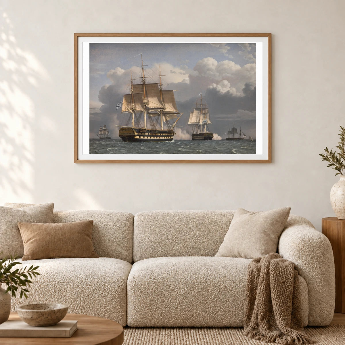 Two Russian Liners Saluting By C.w. Eckersberg — Neoclassicism shown in a styled interior
