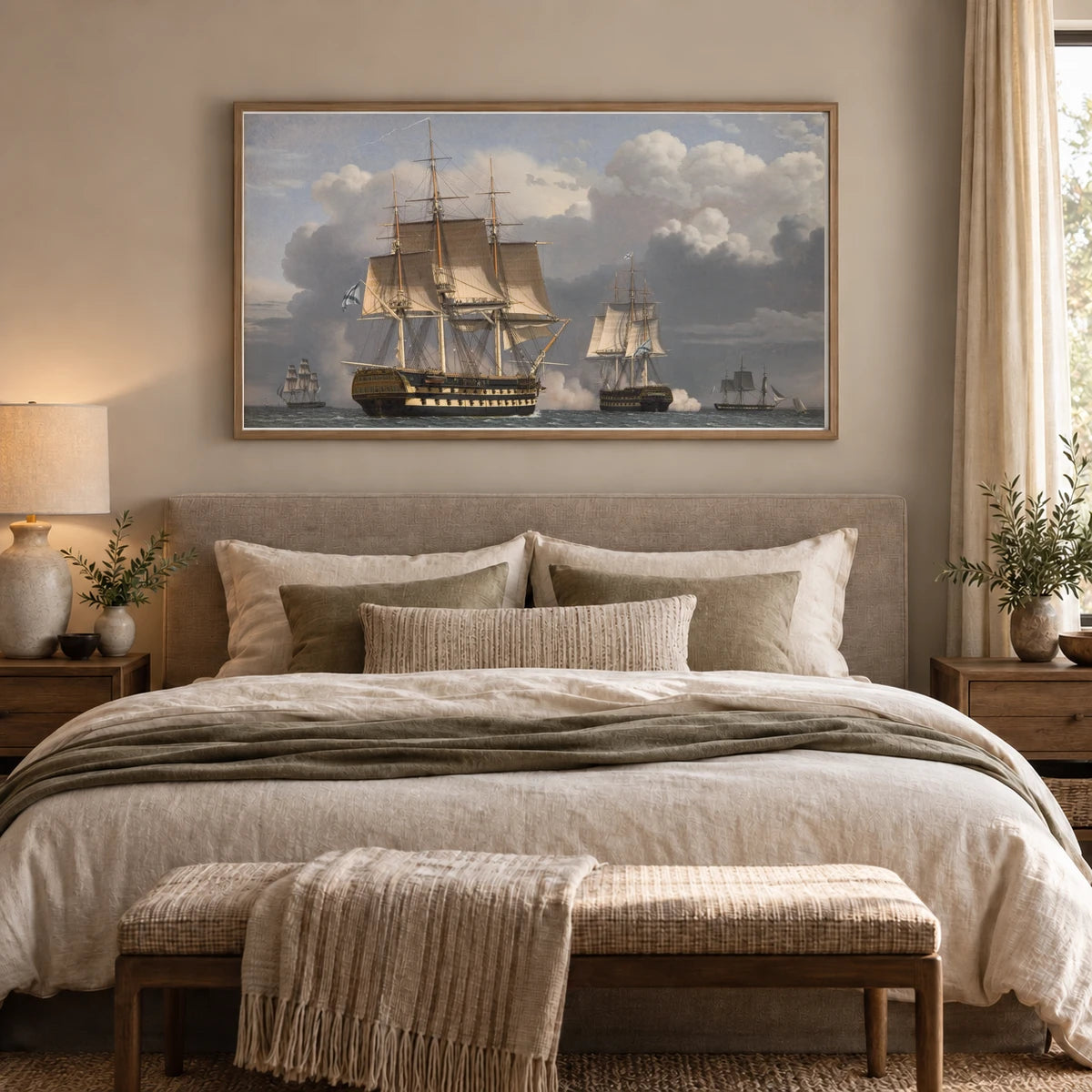 Two Russian Liners Saluting By C.w. Eckersberg — Neoclassicism shown in a styled interior