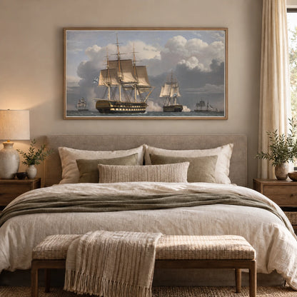 Two Russian Liners Saluting By C.w. Eckersberg — Neoclassicism shown in a styled interior