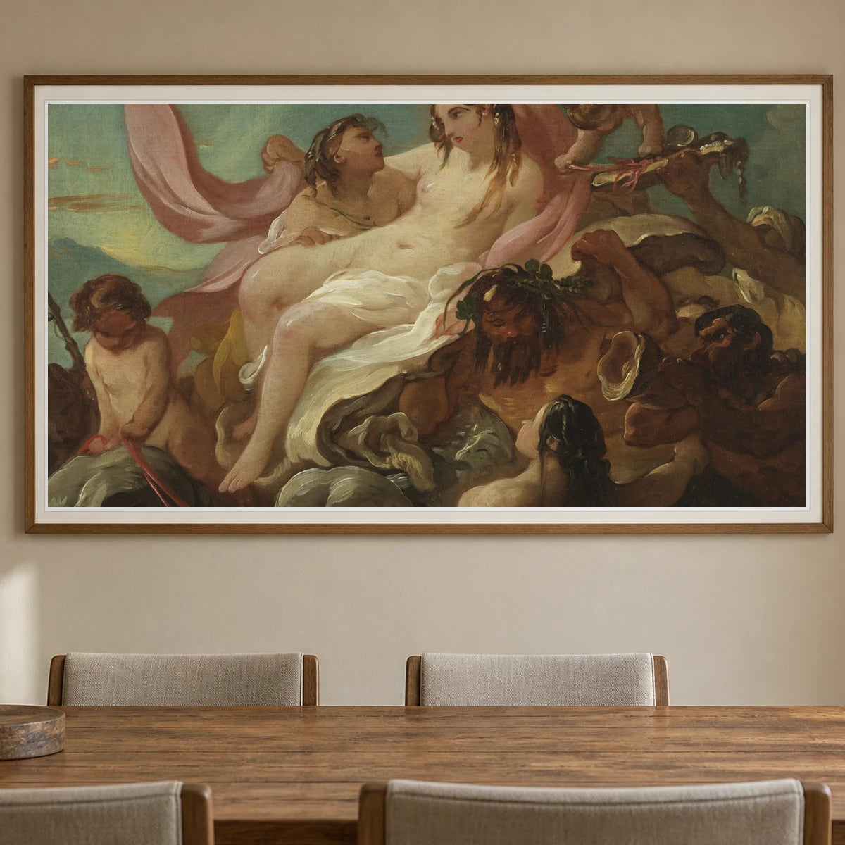 Venus Emerging From The Sea By Joseph Marie Vien — Neoclassicism shown in a styled interior