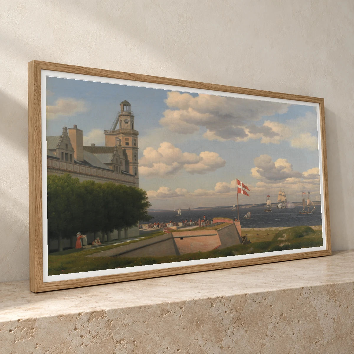 View From Kronborg Vold Over The Flag Battery And The Sound To The Swedish Coast By C.w. Eckersberg — Neoclassicism neoclassicism print by SaamCrafts
