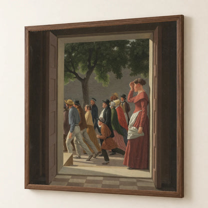 View Through A Door To Running Figures By C.w. Eckersberg — Neoclassicism neoclassicism print by SaamCrafts