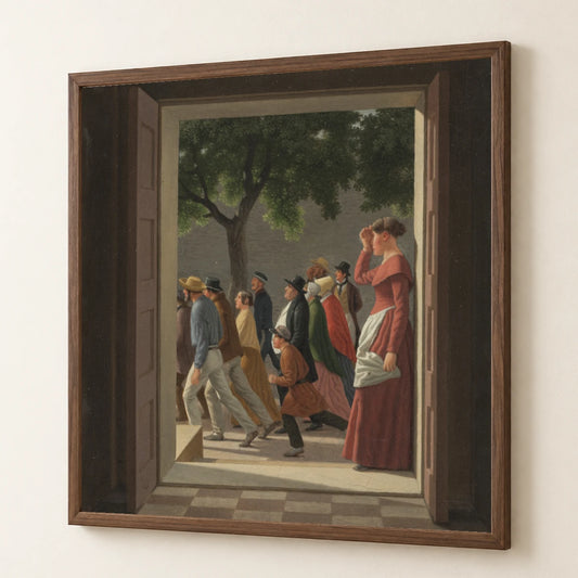 View Through A Door To Running Figures By C.w. Eckersberg — Neoclassicism neoclassicism print by SaamCrafts