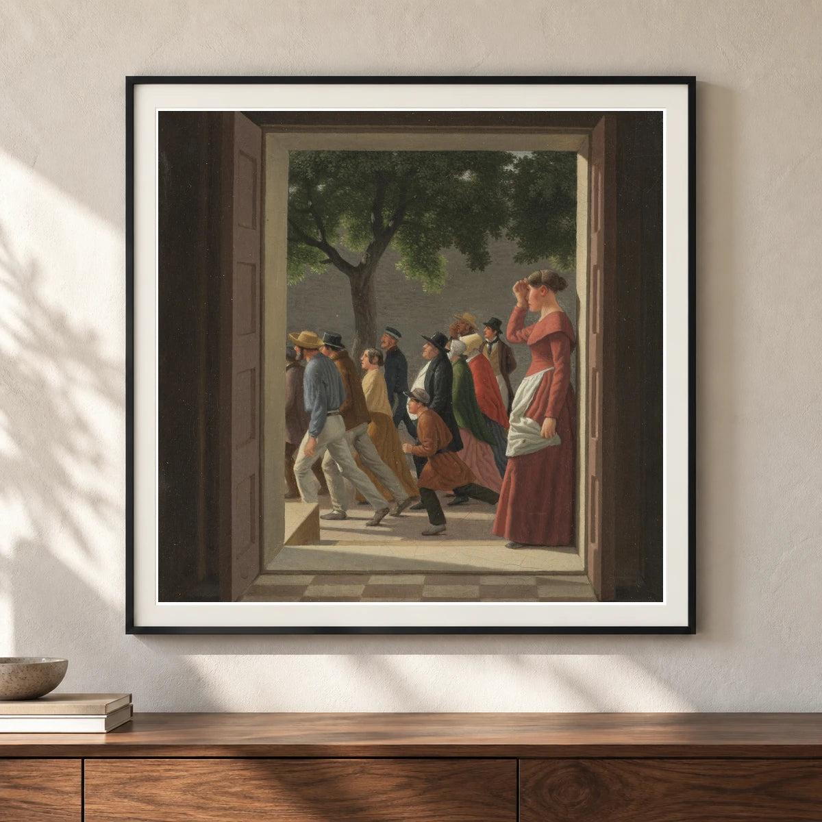 View Through A Door To Running Figures By C.w. Eckersberg — Neoclassicism shown in a styled interior