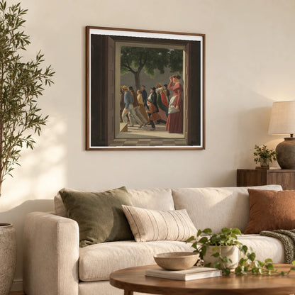 View Through A Door To Running Figures By C.w. Eckersberg — Neoclassicism shown in a styled interior