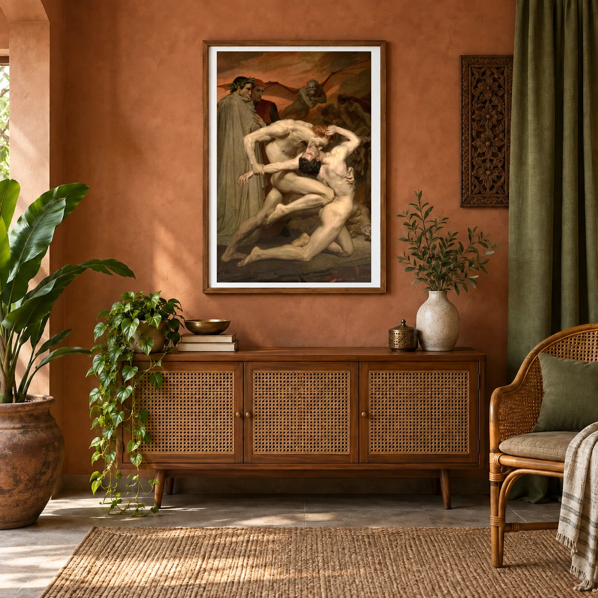 William Bouguereau Dante And Virgile — Neoclassicism shown in a styled interior