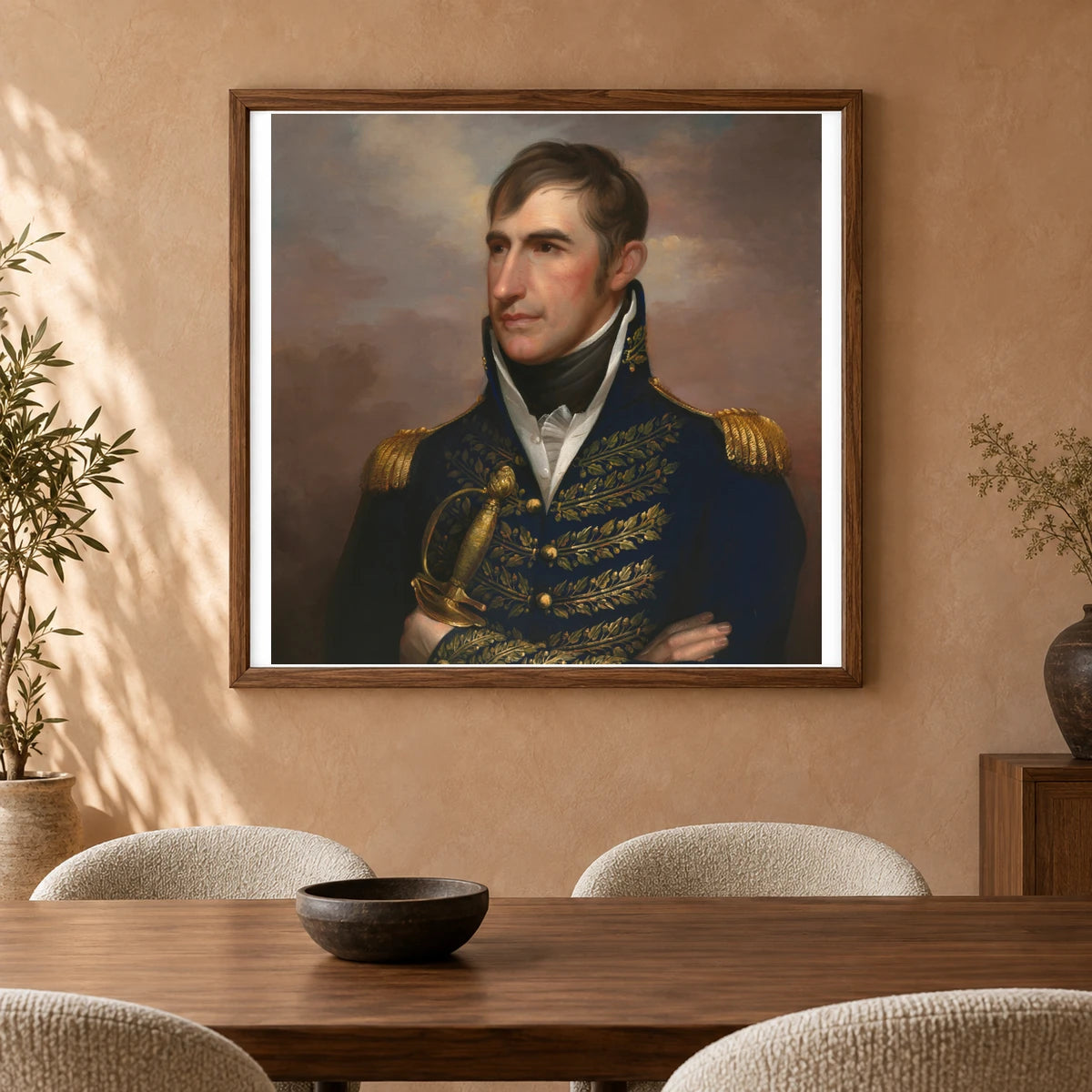 William Henry Harrison By Rembrandt Peale — Neoclassicism shown in a styled interior