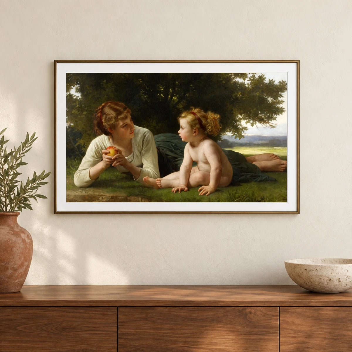 William Adolphe Bouguereau S Temptation — Neoclassicism shown in a styled interior