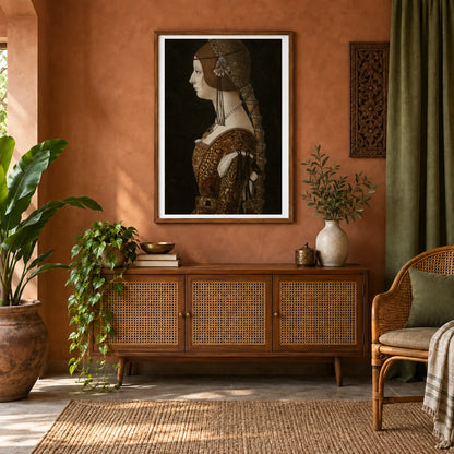Ambrogio De Predis Bianca Maria Sforza — Classical Art shown in a styled interior
