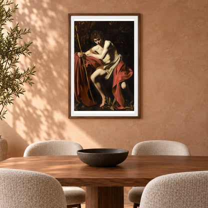 Caravaggio S Saint John The Baptist In The Wilderness — Classical Art shown in a styled interior