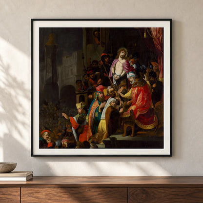 Christ Before Pilate After Rembrandt Van Rijn — Classical Art shown in a styled interior