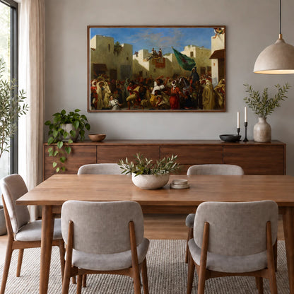 Convulsionists Of Tangier By Eugène Delacroix — Classical Art shown in a styled interior