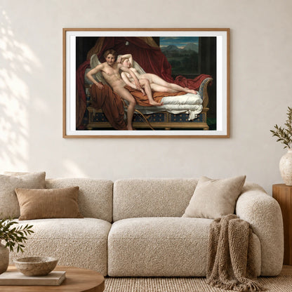 Cupid And Psyche, Painting By Jacques Louis David — Classical Art shown in a styled interior