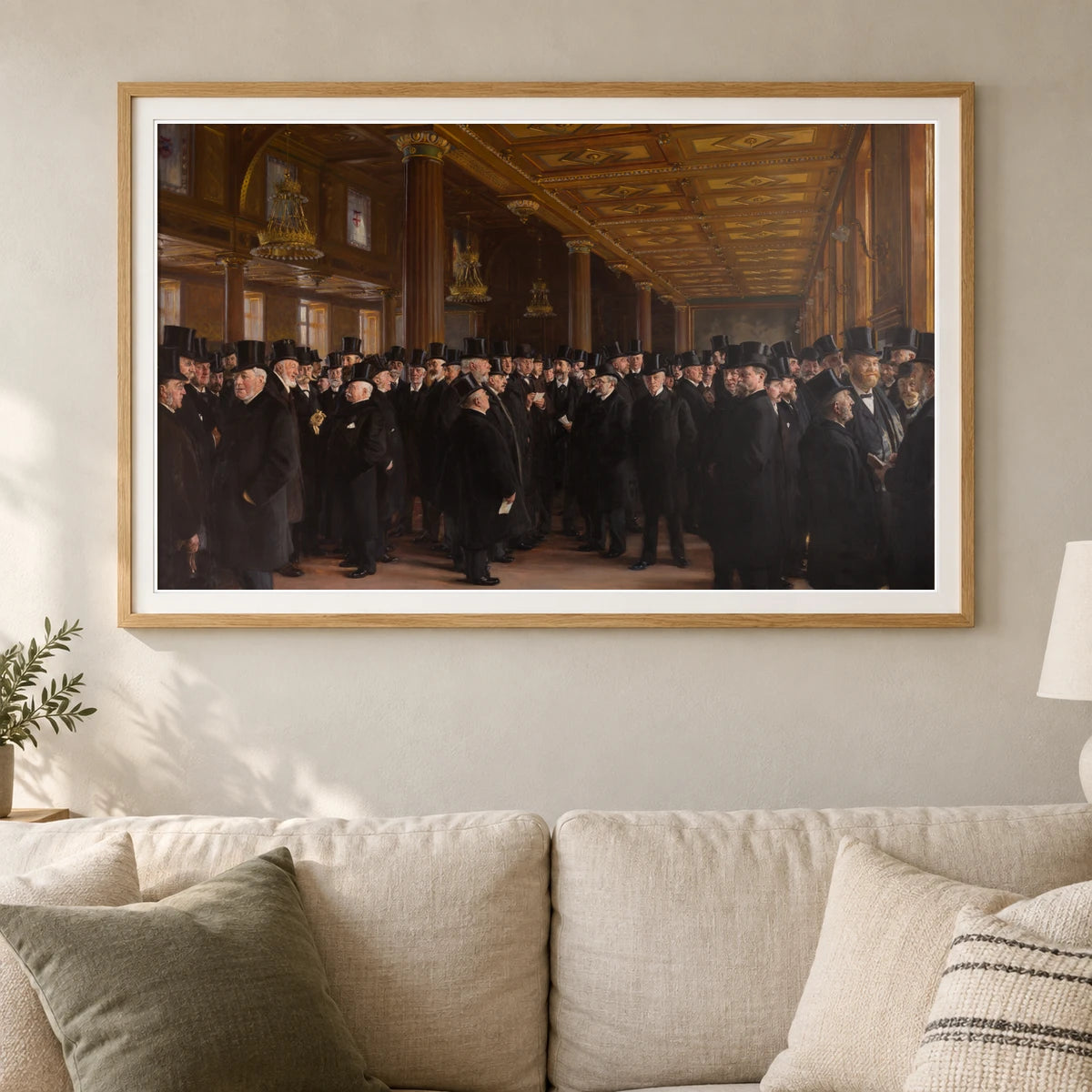 Dansk Fra Københavns Børs Maleri Af P.s. Krøyer Fra — Classical Art shown in a styled interior