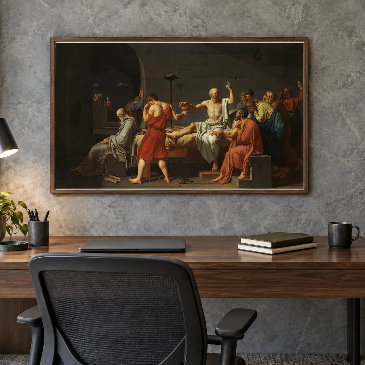 David The Death Of Socrates — Classical Art shown in a styled interior