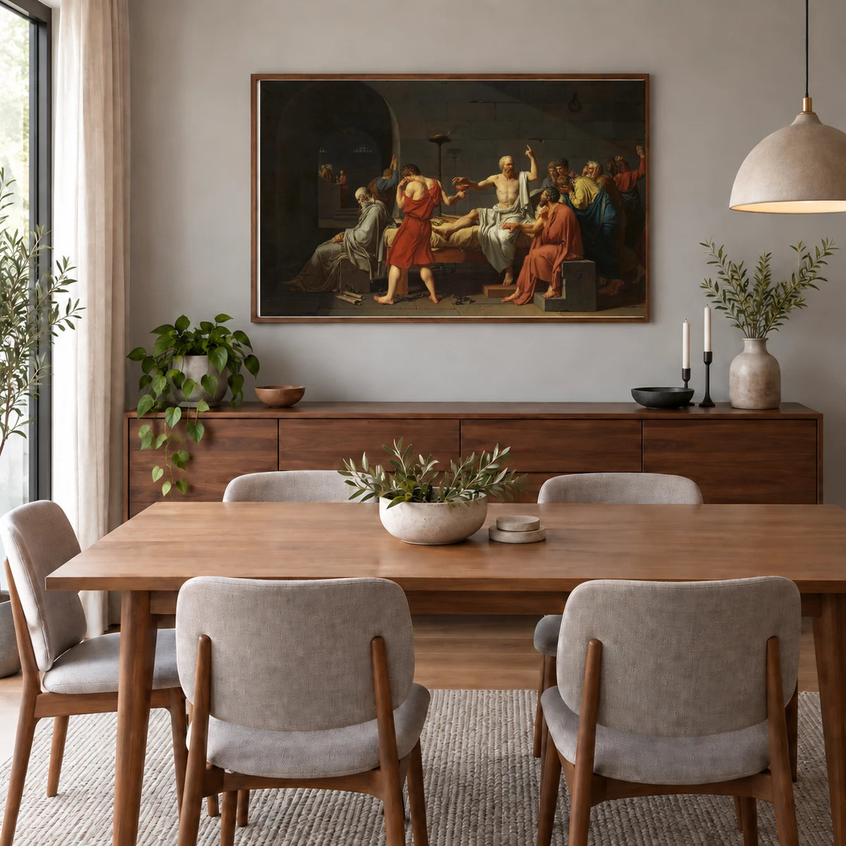 David The Death Of Socrates — Classical Art shown in a styled interior