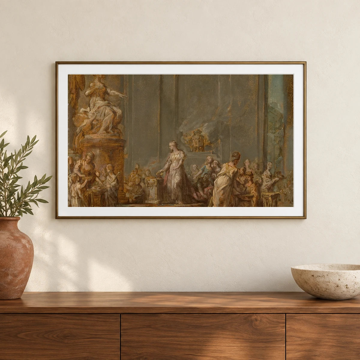 Dido S Sacrifice To Juno By Jean Bernard Restout — Classical Art shown in a styled interior