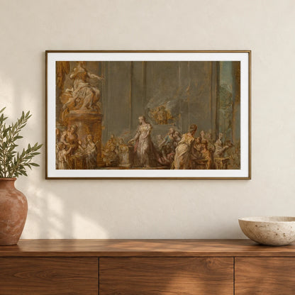 Dido S Sacrifice To Juno By Jean Bernard Restout — Classical Art shown in a styled interior