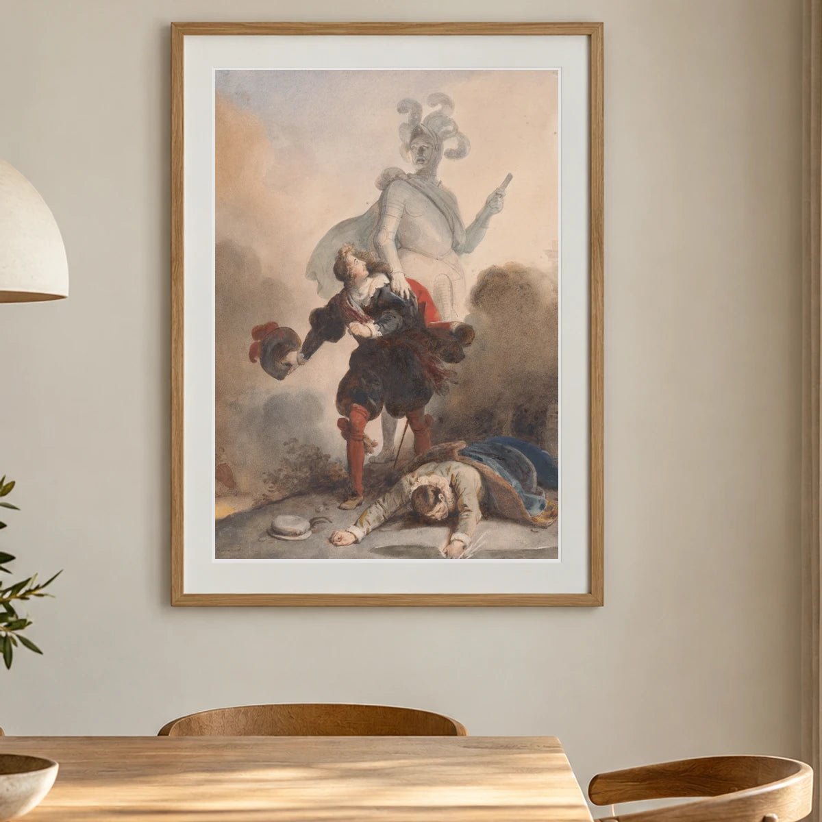 Don Juan And The Commander S Statue (last Scene Of Mozart S Don Giovanni) By Alexandre Evariste Fragonard — Classical Art shown in a styled interior